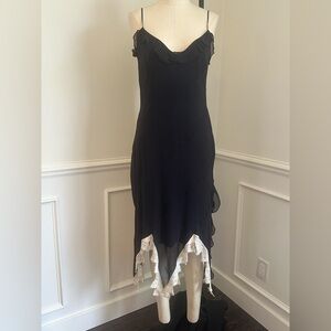 Karen Millen  silk Black Dress with Lace Trim